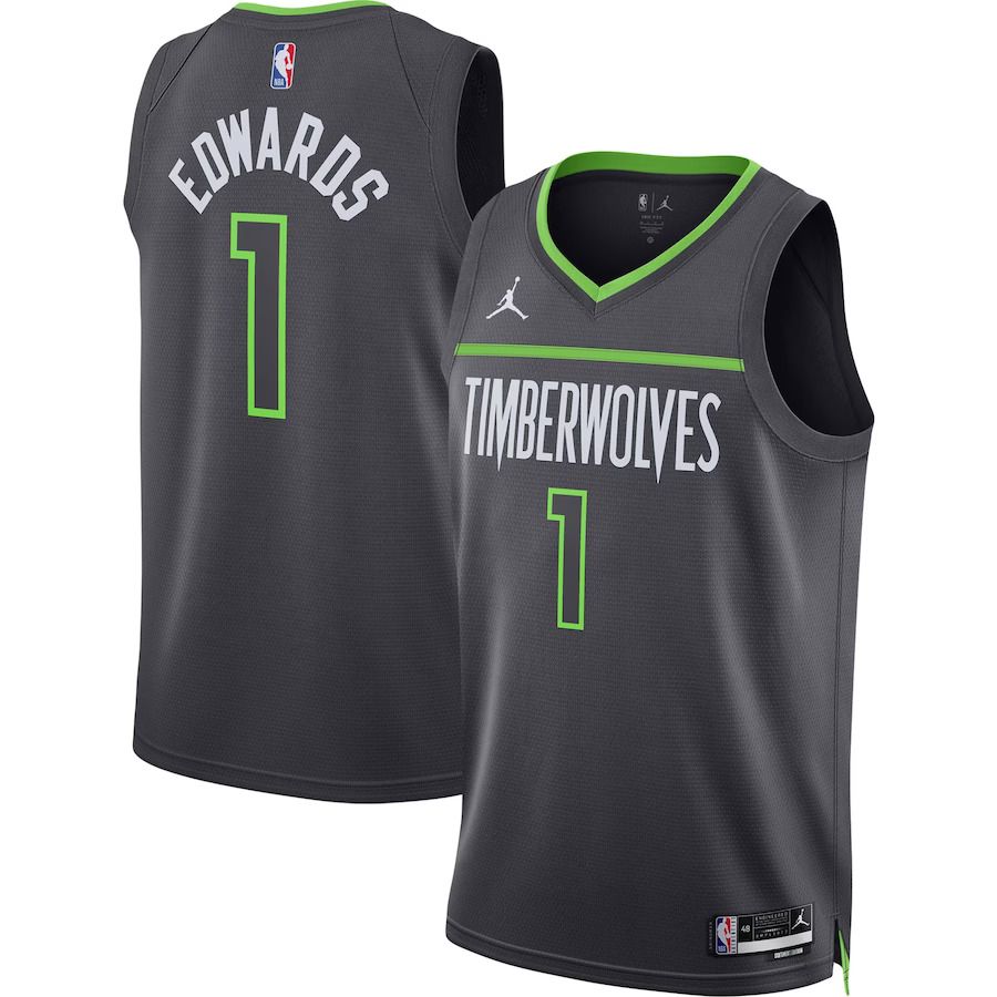 Men Minnesota Timberwolves #1 Anthony Edwards Jordan Brand Charcoal 2022-23 Statement Edition Swingman NBA Jersey